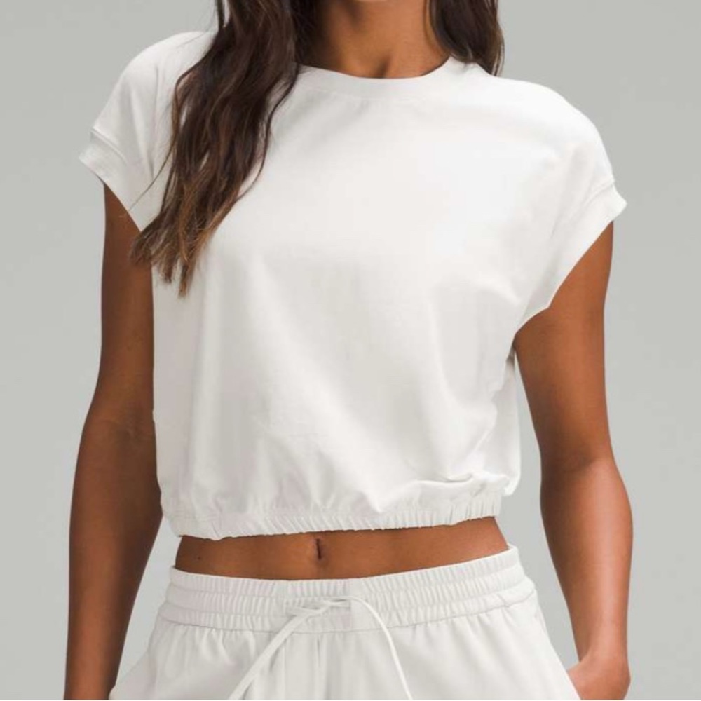 Lululemon Wide-Sleeve Gathered Hem T-Shirt BONE size 4